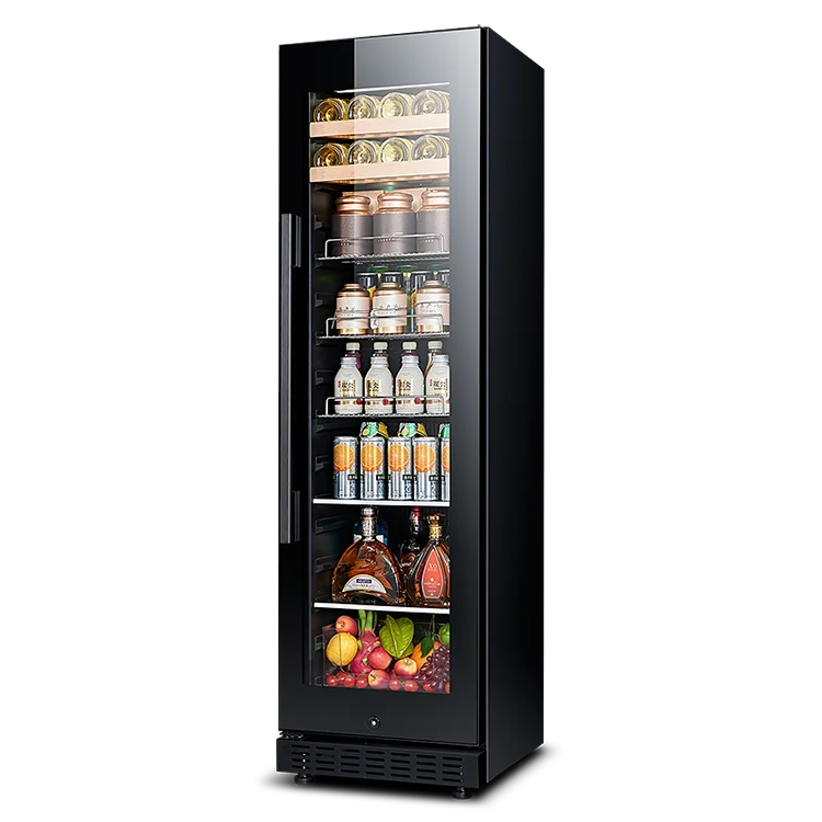 Commercial Single-Door Wine Cold Drink Refrigerator Electric Power Source Compressor Cooling System Glass Door-for Home Display