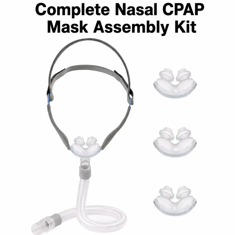 Universal Nasal Mask System for CPAP/BiPAP Machines -(S,M,L)Nasal Pillow Set with Detachable Headgear & Frame - Comfortable Fit