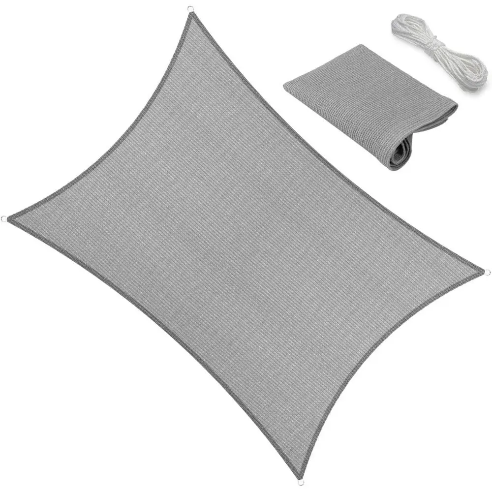 11' x 16' Sun Shade Sail Awning Permeable Fabric Pergola Cover Outdoor Patio Lawn Garden Backyard Carport Gray