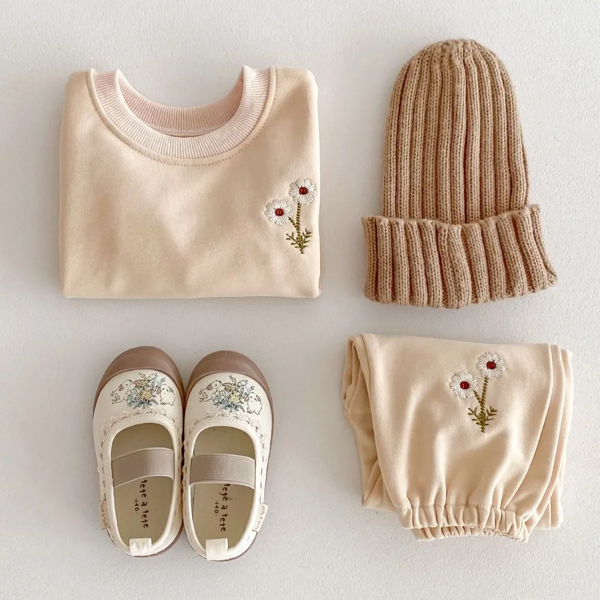 2025 Spring New in Kids Casual Clothing Set Children Girls Embroidery Flower Top Sweatshirts+pants Toddler Baby Outwear 2pcs