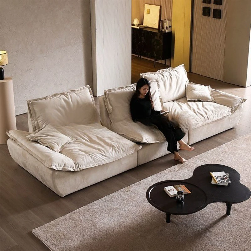 

Super wide sitting deep Italian minimalist lazy fabric sofa