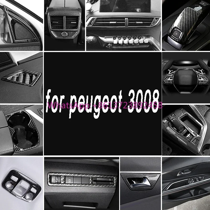 

Carbon Fiber Car Interior Accessories for peugeot 3008 2017-2022 Gear Panel Window Switch Center Console Trim air Vent Cover Mo