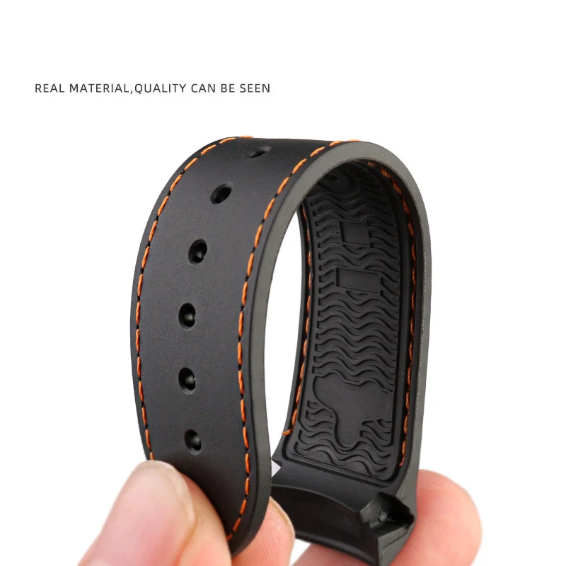 20mm 22mm Curved End Rubber Watchband for Hamilton Men\'s Watch Khaki Series Frogman H77805335 H777050 Silicone Watch Strap