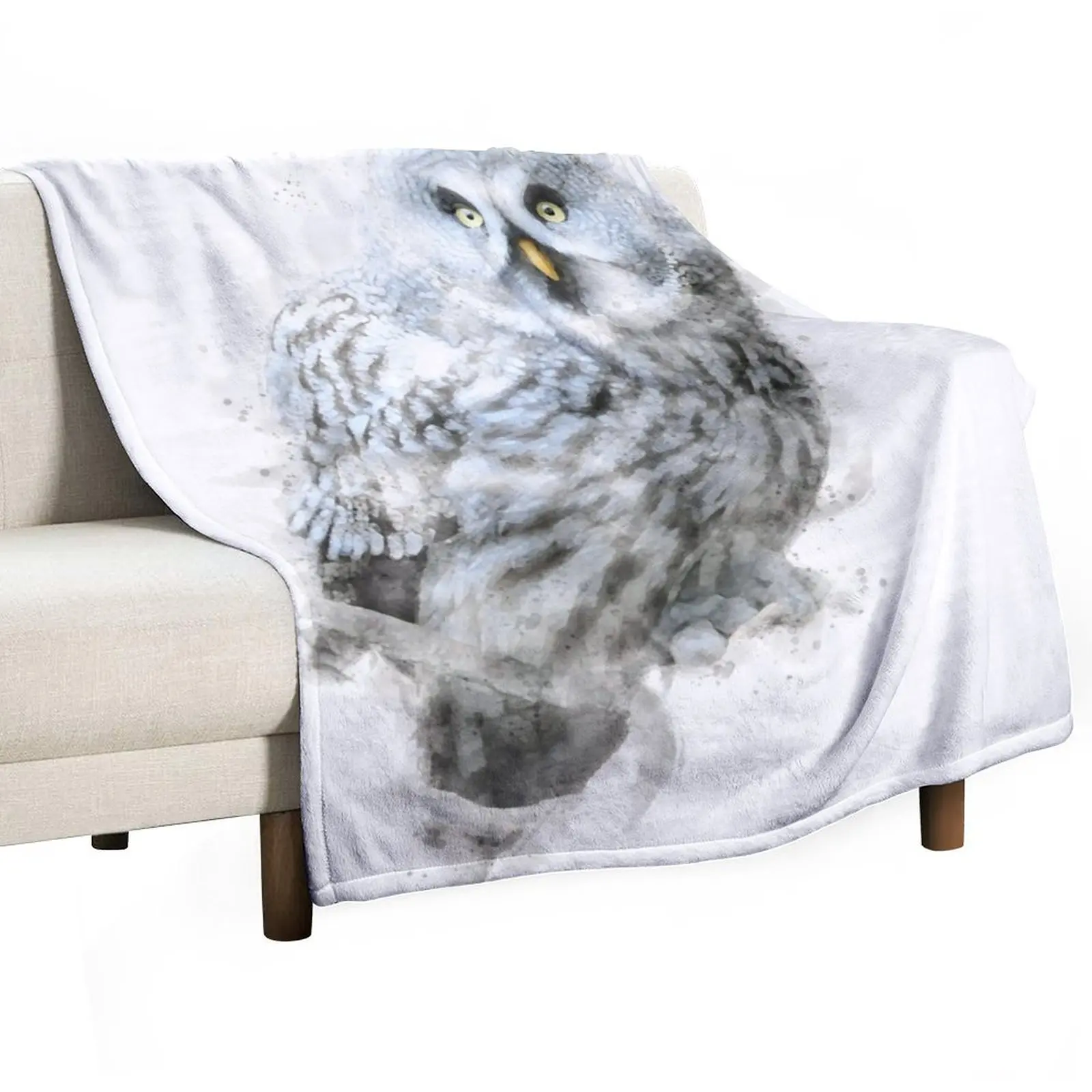 

Great Grey Owl Throw Blanket heavy to sleep Flannel Blankets