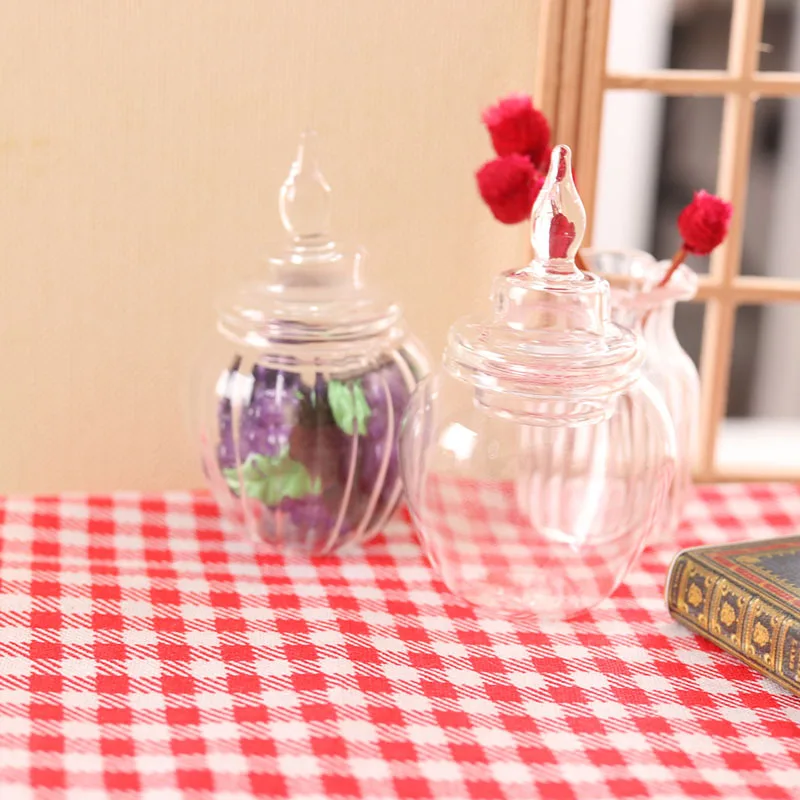 1:12 Dollhouse Storage Can Candy Bottle Miniature Scene Model Mini Biscuit Macaron Cookie Glass Pastry Jar