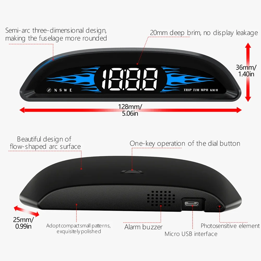 Head Up Display HUD G2 Universal Car Digital Speedometer On-Board Computer with Multi-function GPS Gauges Display