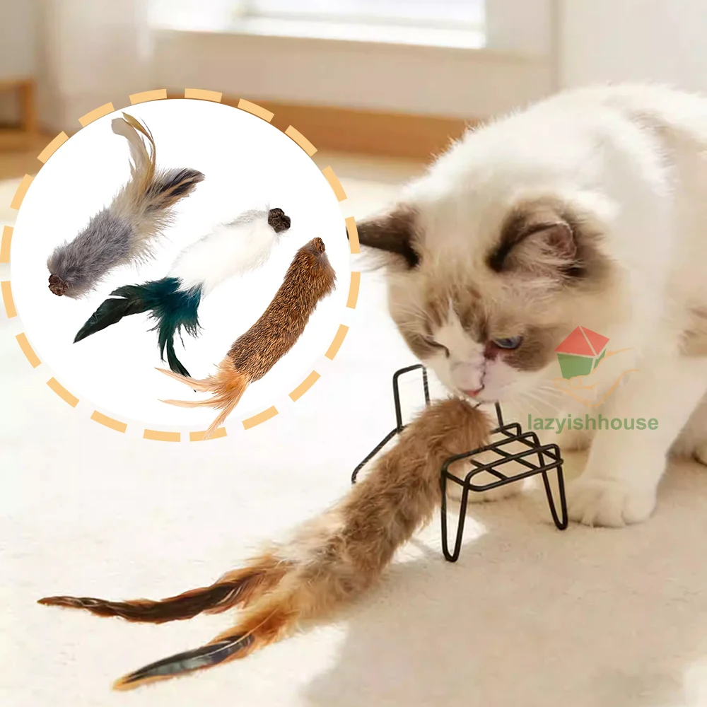 Natural Rabbit Fur Ball Cat Toy Cat Mint Fengrong Toy Cat Teasing Stick Cat Toy Self Fun and Stress Relieving Tool Pet Products view 4