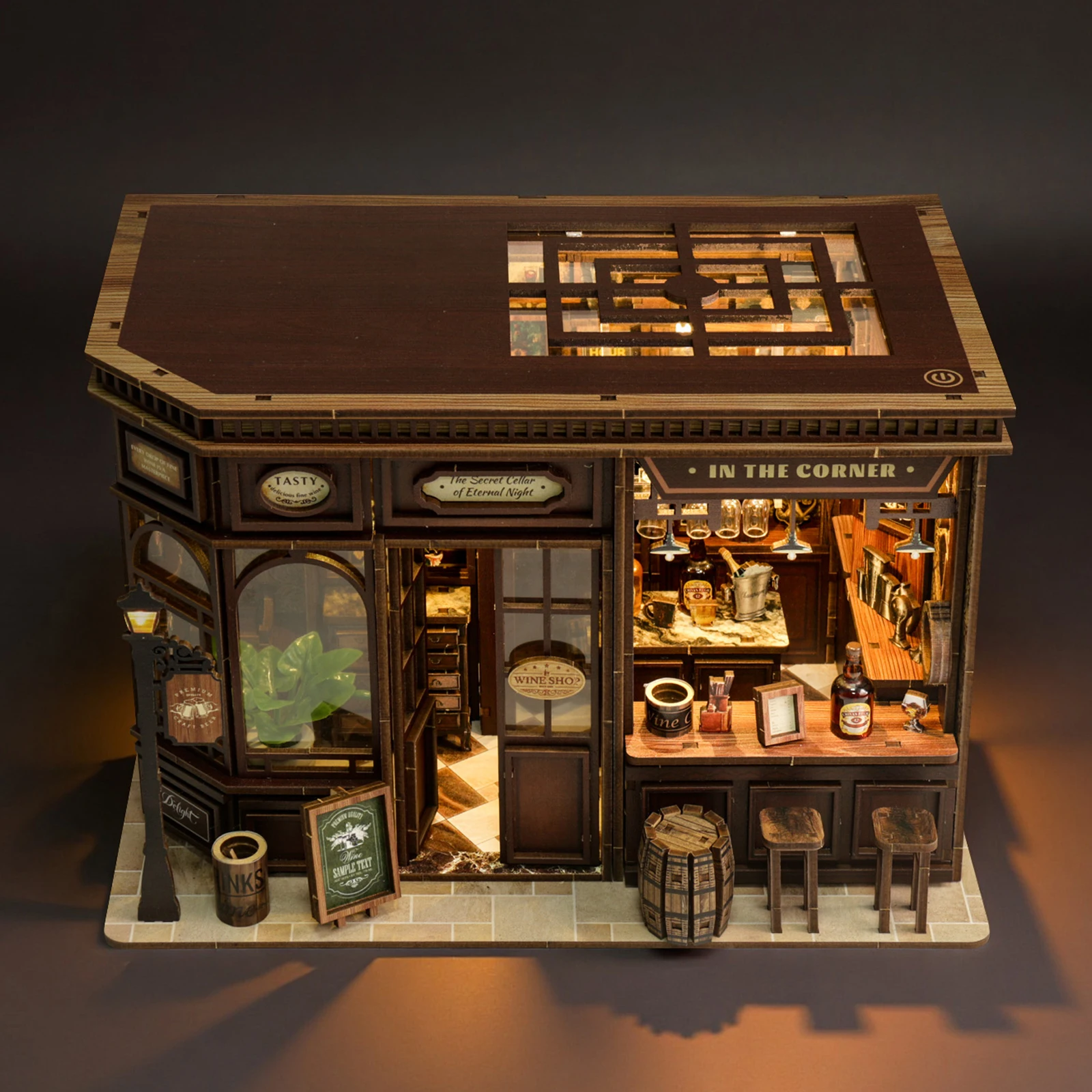 Case delle bambole in legno fai-da-te Taverna ad angolo Casa Kit modello in miniatura Casa delle bambole con mobili Cottage per amici Regali di compleanno