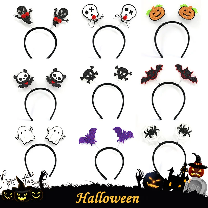 2024 Halloween Spider And Pumpkin Headband Devil Horn Hair Bow Women Festival Party Cosplay Hairband Gift Kids Hair Accessories