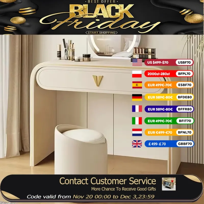 

Full Set Wooden Vanity Table Storage Aesthetic Beauty Adult Makeup Dresser Organizer Luxury Meuble Coiffeuse Bedroom Furniture