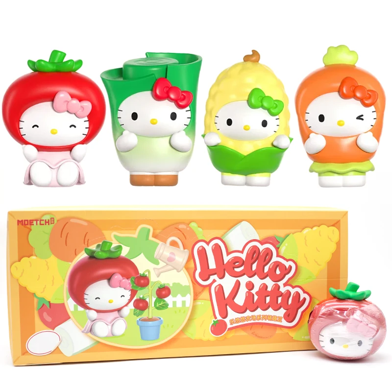 Оригинальные коллекционные фигурки Hello Kitty: томаты, морковь, сладкий кукурузный зерновой, зеленый лук. Модные коллекционные фигурки в стиле фермы в закрытой упаковке.