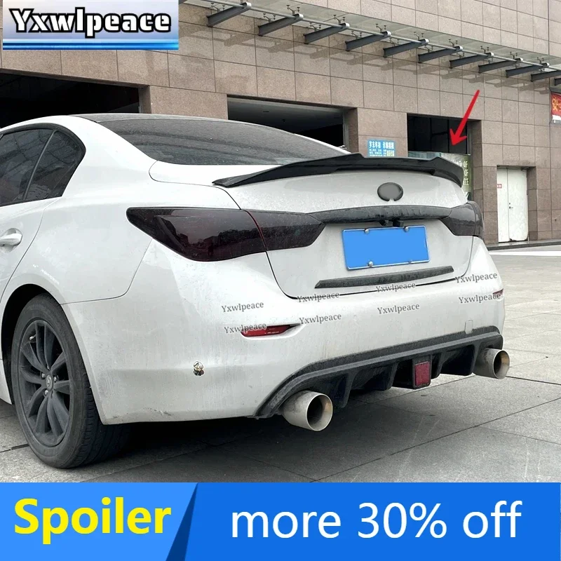 

For Infiniti Q50 2014-2021 PSM Style ABS Plastic Car Rear Trunk Lip Spoiler Wing Body Kit Accessories