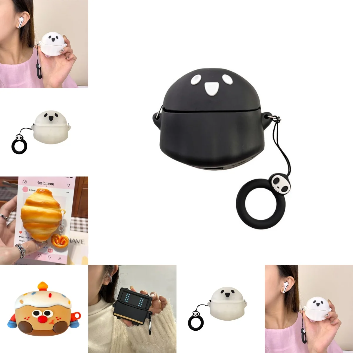 3D Cute Cartoon Silicone Earbuds Case For Shokz E310 E320 OpenDots 1/2 Ghost Bread Cake Robot Shape Protective Cover