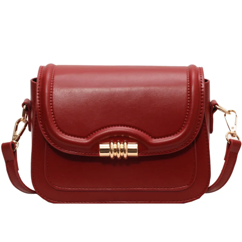 Wine Red Texture Retro Crossbody Bag Women Trend Solid Pu Leather Flap Versatile Underarm Shoulder Bags Female Commuting Bag