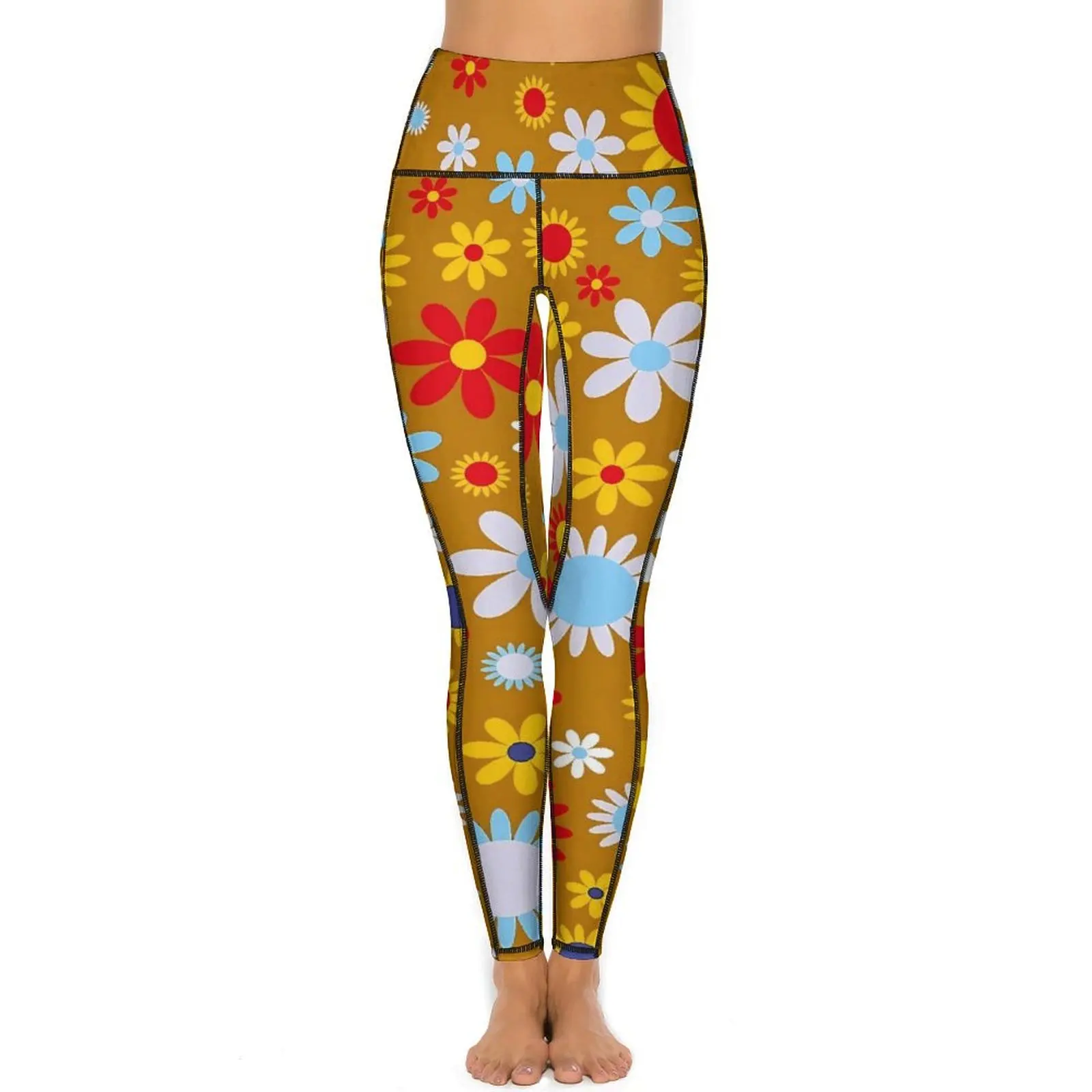 Retro Flower Design Yoga Pants Floral Power Leggings Sexy High Waist Vintage Yoga Sport Legging Design Fitness Gym Leggins