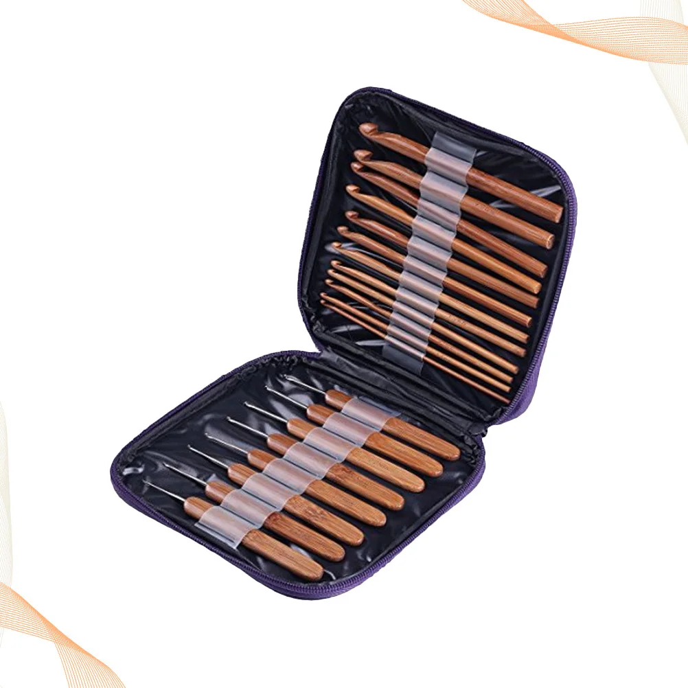 

20pcs Bamboo Wood Crochet Hooks Non-Slip Ergonomic Handles For Scarf Hat Gloves Sweater Knitting Weaving Supplies Tools