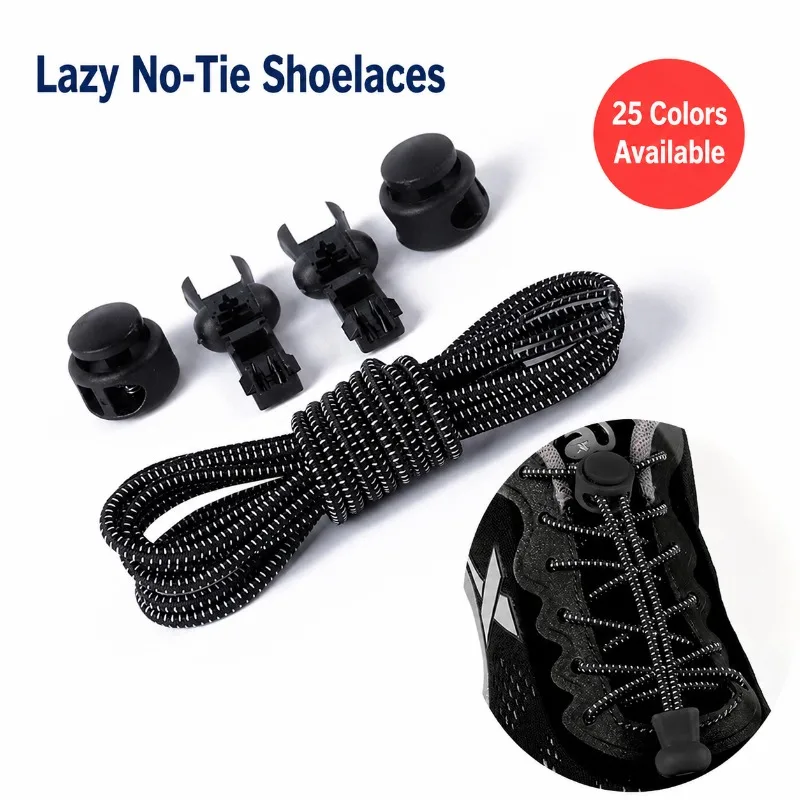 Elastic Round Shoelaces, No Tie Elastic Laces for Adults Kids, Colorful Bungee Cords with Spring Buckle