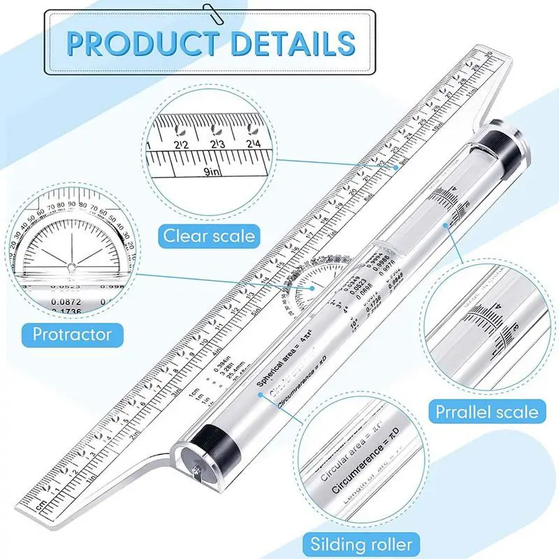 Drawing Roller Ruler 30cm Multifunctional Parallel Ruler Measurement Tool Practical Translation Angle Ruler Measurement Tool For