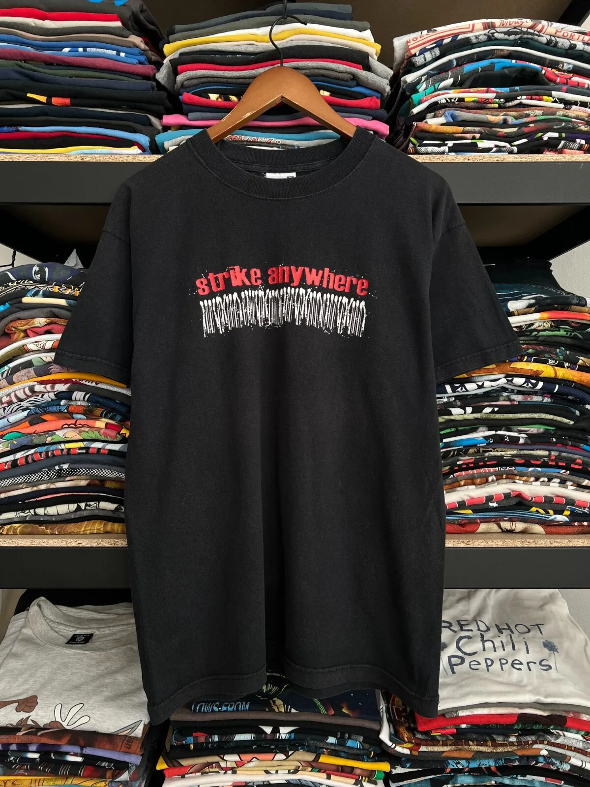 

Vintage 2000s Strike Anywhere US Punk Rock Band Black Tee Tshirt