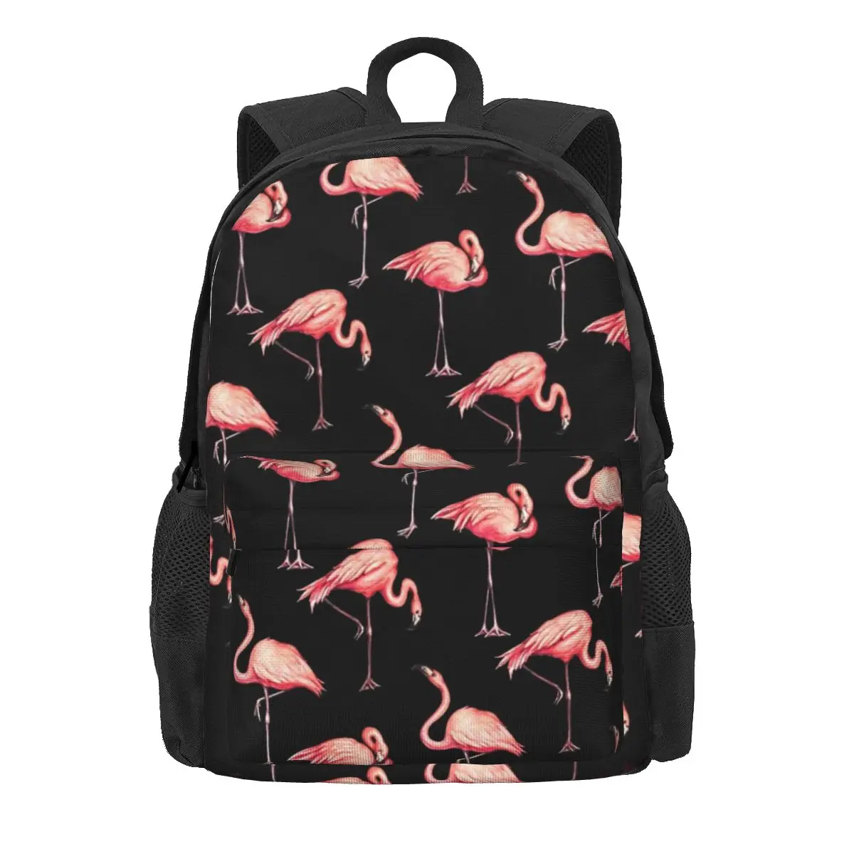 Flamingo Pattern - Black Backpacks Boys Girls Bookbag Children School Bags Cartoon Laptop Rucksack Shoulder Bag Large Capacity