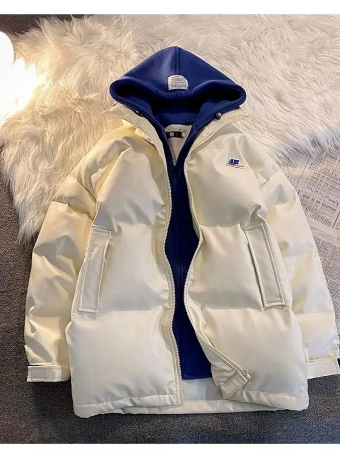 Мужское свободное пальто из теплого хлопка с капюшоном из искусственной кожи, осень-зима, модная брендовая хлопковая верхняя одежда