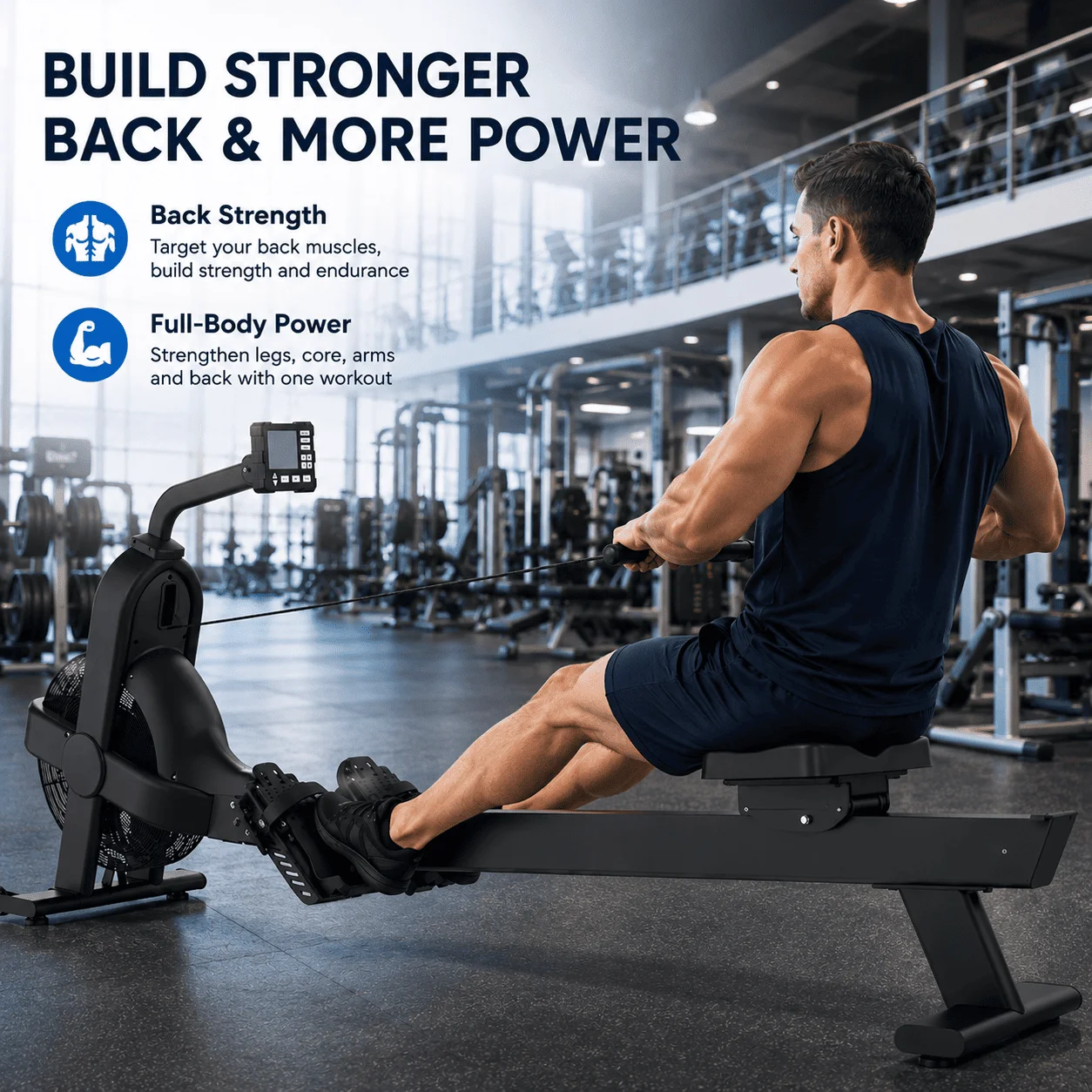 Rowing Machine, Functional Strength Training Row Device, Gym Fitness Equipment for Targeted Back Muscle Cardio Shaping Workout