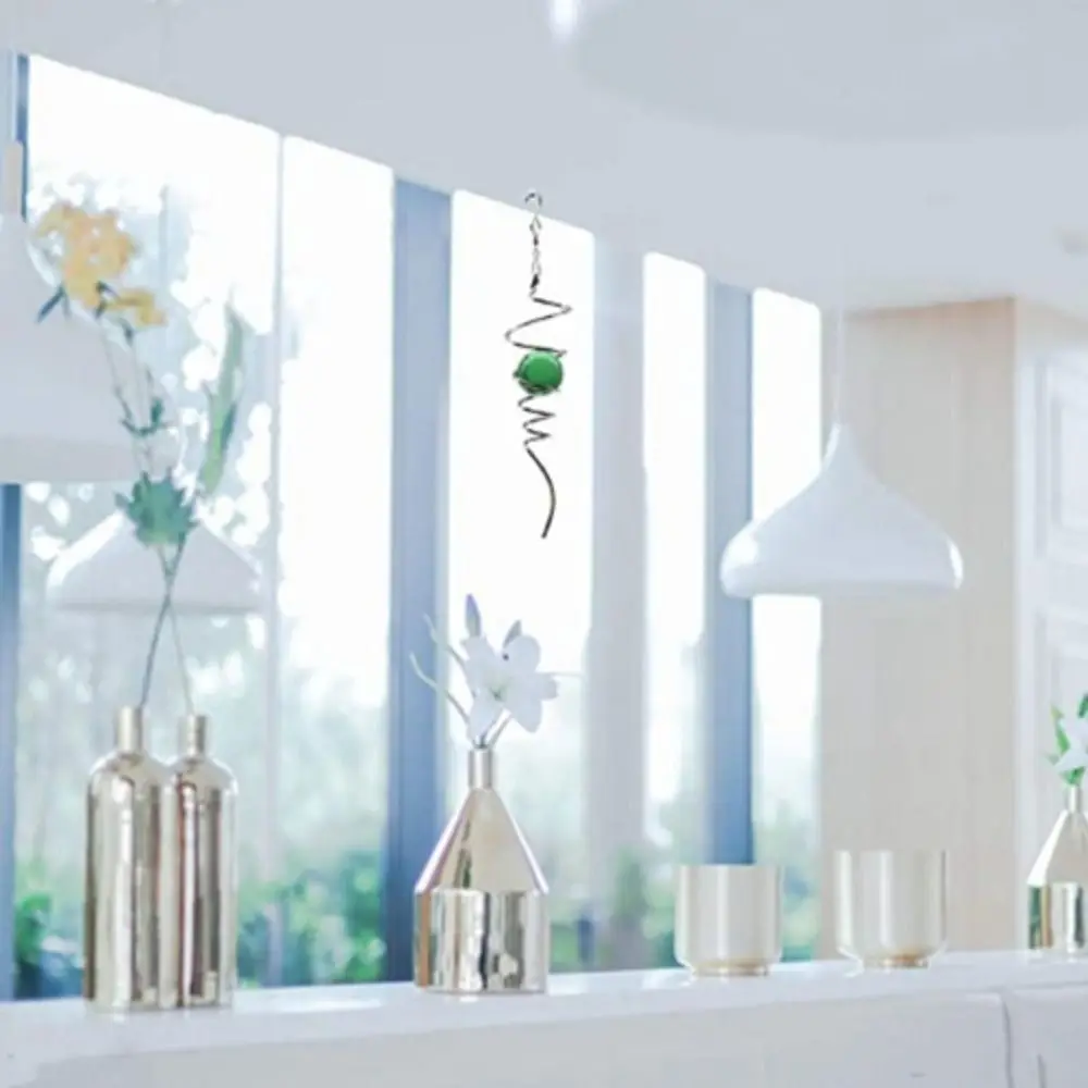 Crystal Glass Ball Spiral Tail Wind Spinner Hanging Decor Art Ornaments Rotating Spiral Tail Wind Chimes Yard
