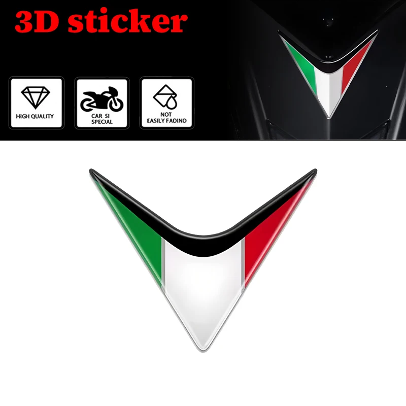 FOR DUCATI V4 VESPA GTS RA LX Sprint Flag Sticker Motorcycle Waterproof Glue Drop Tri color Flag of Italy Decorative Decal
