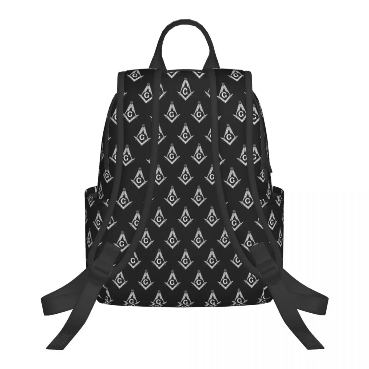 Freemason Pattern Gold Blue Square And Compass Masonic Student Backpack School Bag Hiking  Daypack for Men Bookbag Shoulder Bags