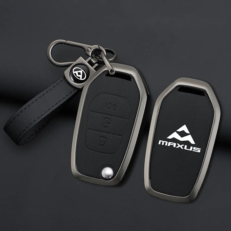 Zinc Alloy Leather Car Key Case Cover For SAIC MAXUS T60 Keychain Remote Auto Protection Guard Shell Fob Holder Accessories