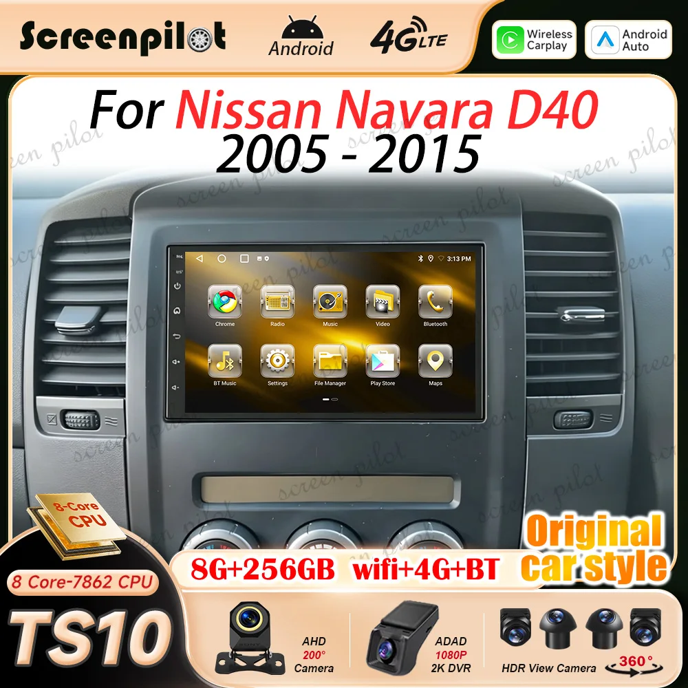 7 Inch Android 16 Car Radio Stereo For Nissan Navara D40 2005 2006 2007 2008 - 2015 Multimidia Player GPS Carplay Android Auto