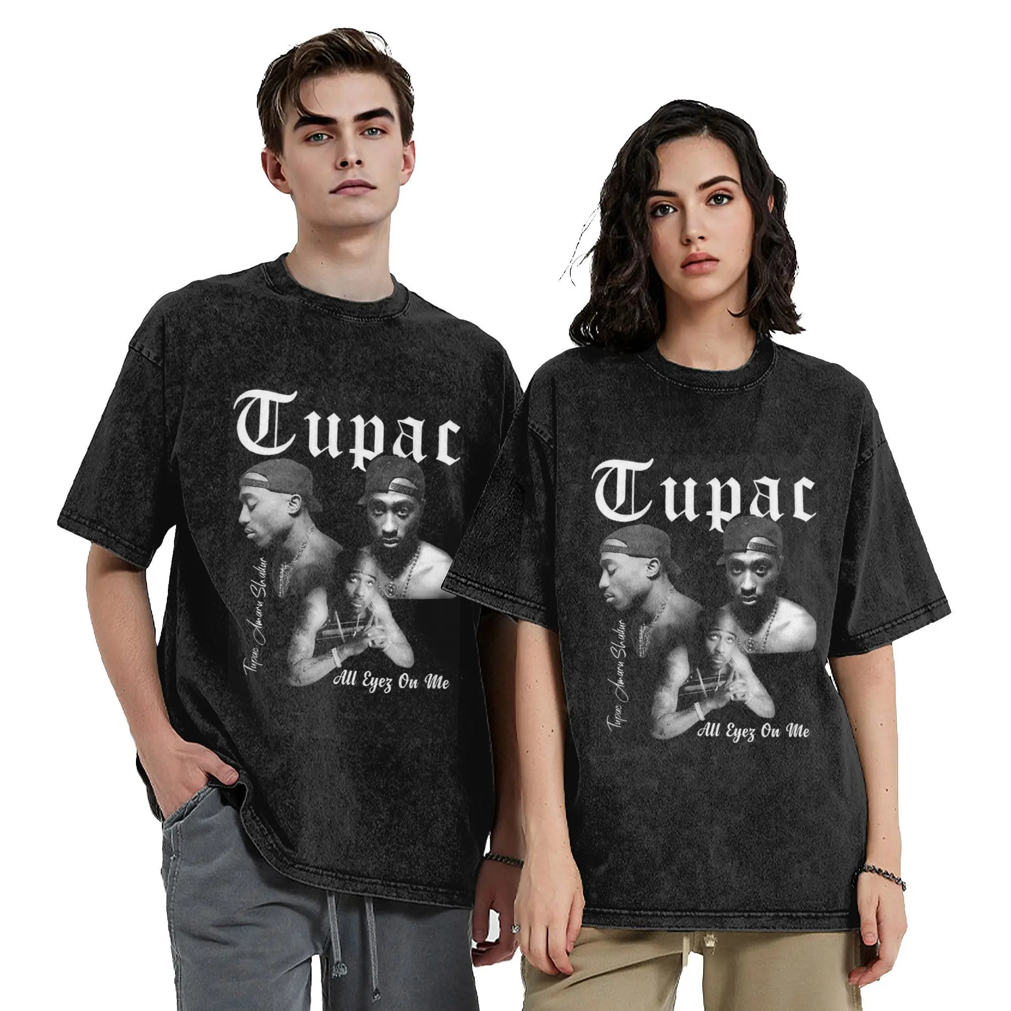

Мужская и женская футболка Tupac 2pac в стиле хип-хоп, винтажная стираная футболка, топы из 100% хлопка, юмор, футболка с коротким рукавом и круглым вырезом, футболка с принтом