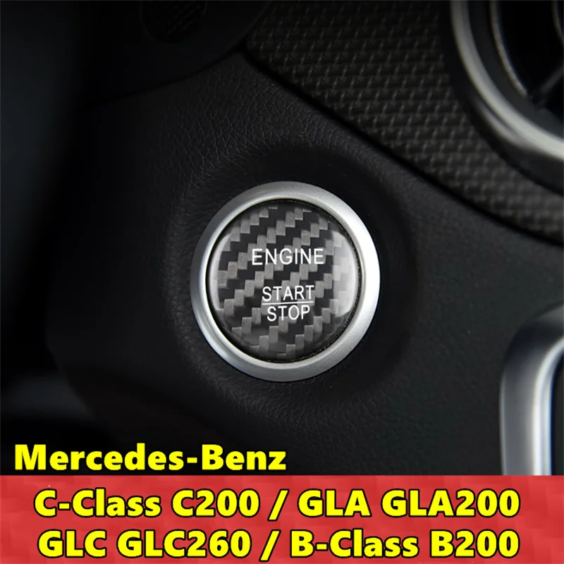 

Car Engine Start Stop Button Cover Real Carbon Fiber Sticker For Mercedes Benz C Class C200 GLA GLA200 GLC GLC260