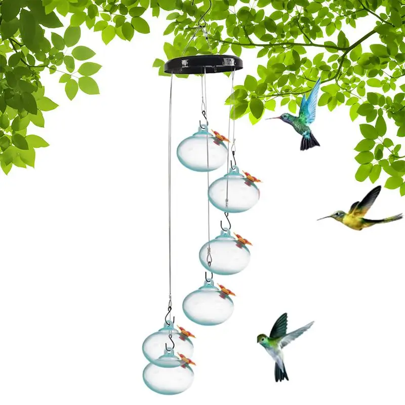 Hummingbird Water Feeder Set Of 6 Hummingbird Water Drinking Feeder Wind Chimes Jays Robins Sparrows Wild Bird Watching Feeder