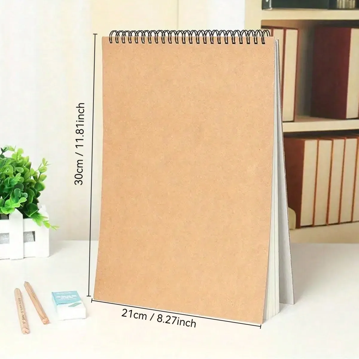 1 Vintage Cowhide Sketchbook, Watercolor Paper, Top Spiral Binding, 1 Pack of 30 Sheets, Acid Free Art Sketchbook view 2