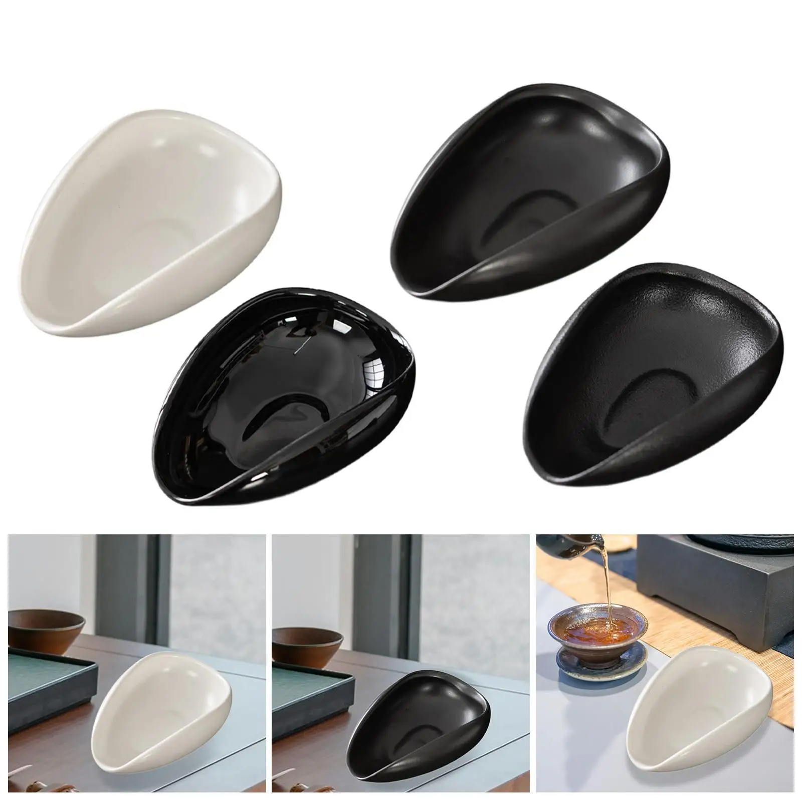 Ceramic Single Dosing Tray Coffee Powder Spoon Tools Tea Accessory Weigh Coffee Bean Container for Household Cafe