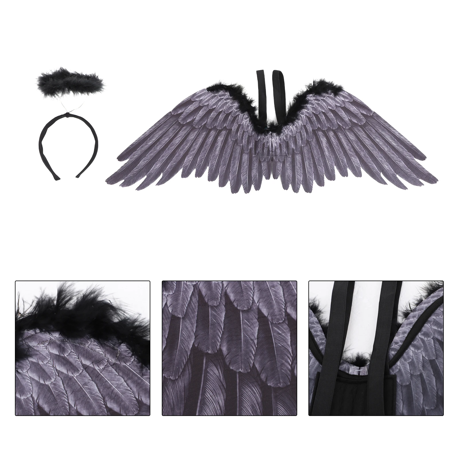 

Headb Set White Durable Cosplay Costumes Accessories Women Adults Halloween Party Stage Prop Role Play Wing