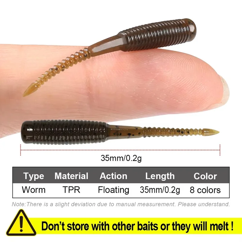 12pcs/box Ajing Soft Fishing Lure 3.5cm Rockfish TPR Swimbaits Nightlight Worm Ice Jig Artificial Baits Bass Tackle
