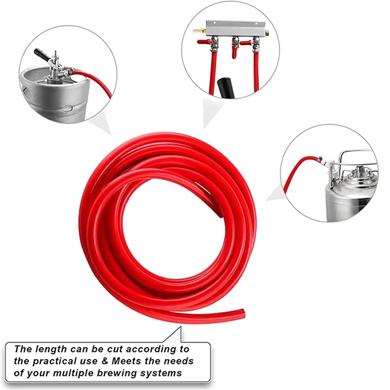 3M Beer Co2 Gas Line Kit, PVC Co2 Hose & 4Pcs Hose Clamp, 5/16’’ID Co2 Dispensing Tube, Beer Keg Line for Home Brewing, Beer Keg view 4