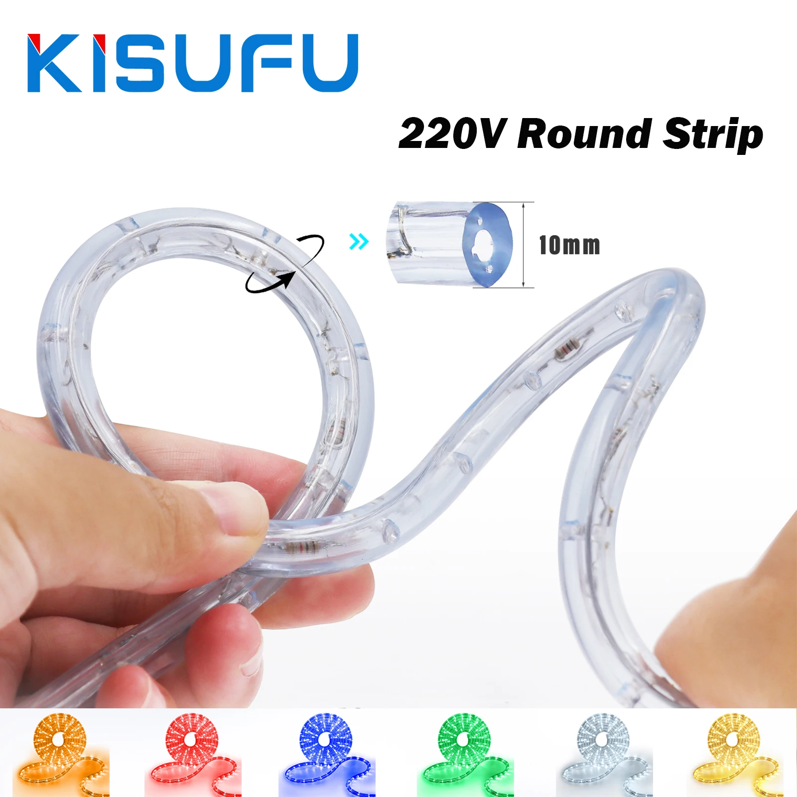 220V LED Neon Strip 360 Degree Round Waterproof 360 Round Rainbow Blue Red White RGB LED String Christmas Party Lights 1M-100M
