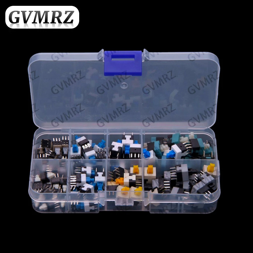 

8Values 80PCS Pushbutton switch box, 5.8*5.8/7*7/8*8/8.5*8.5MM, 8 types of self-locking and non-locking,5.8*5.8 7*7 8*8