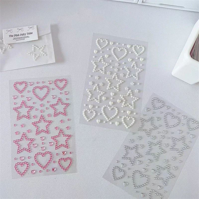 Kids DIY Decoration Self Adhesive Jewelry Crafts Sparkly Rhinestone Stickers 3D Star Heart Crystal Stickers Girls Gifts