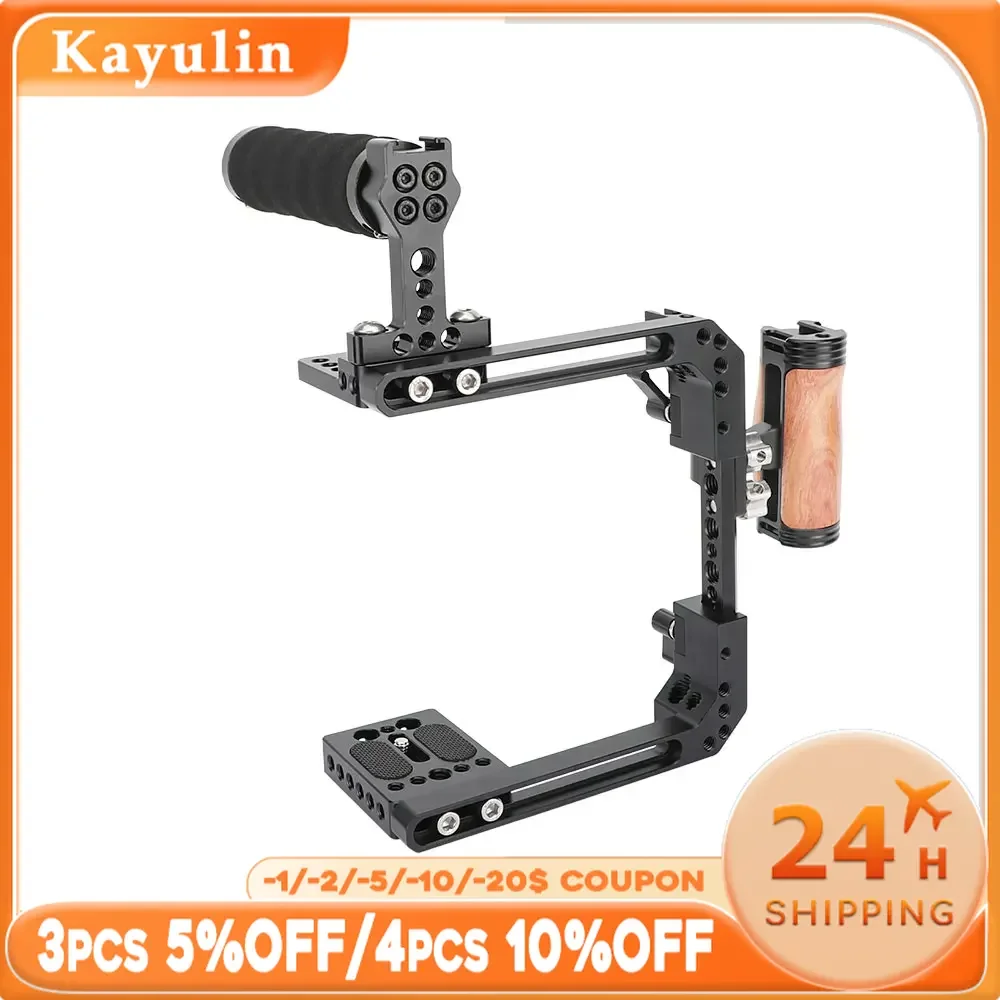 SZRIG Extendable Cage Rig Adjustable Camera Half Cage Rig With Top Handle & Universal Side Handle Grip with Cold Shoe Mount