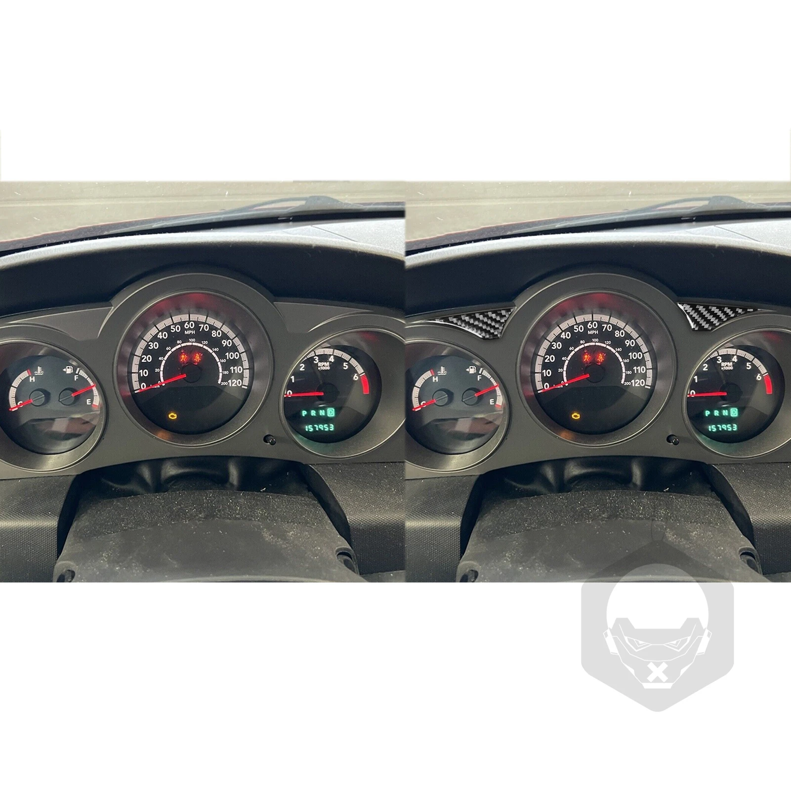 For Dodge Avenger 2008-2010 Real Carbon Fiber Speedometer Trim 2PCS Car Interior Decoration Accessories Styling Sticker