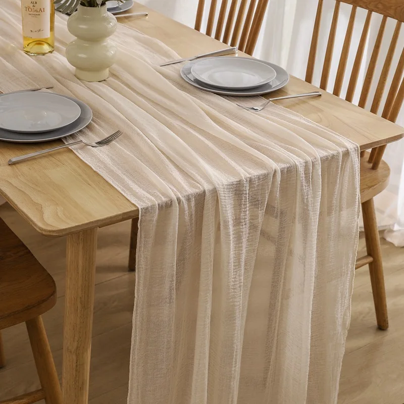 

6pcs Cheesecloth Table Runner Rustic Guaze Table Runner for Wedding Bridal Baby Shower Party Boho Sheer Centerpiece Home Decor