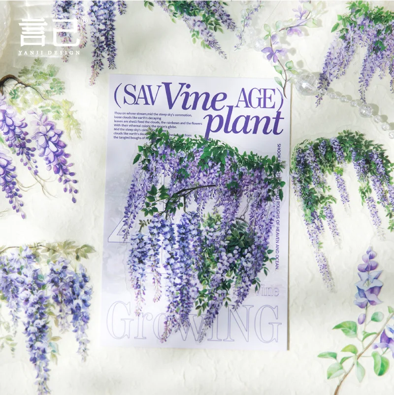 20Pcs/Pack Wild Growth Series PET Sticker Pack, Vine Pattern Scrapbook Materials DIY Craft Decor