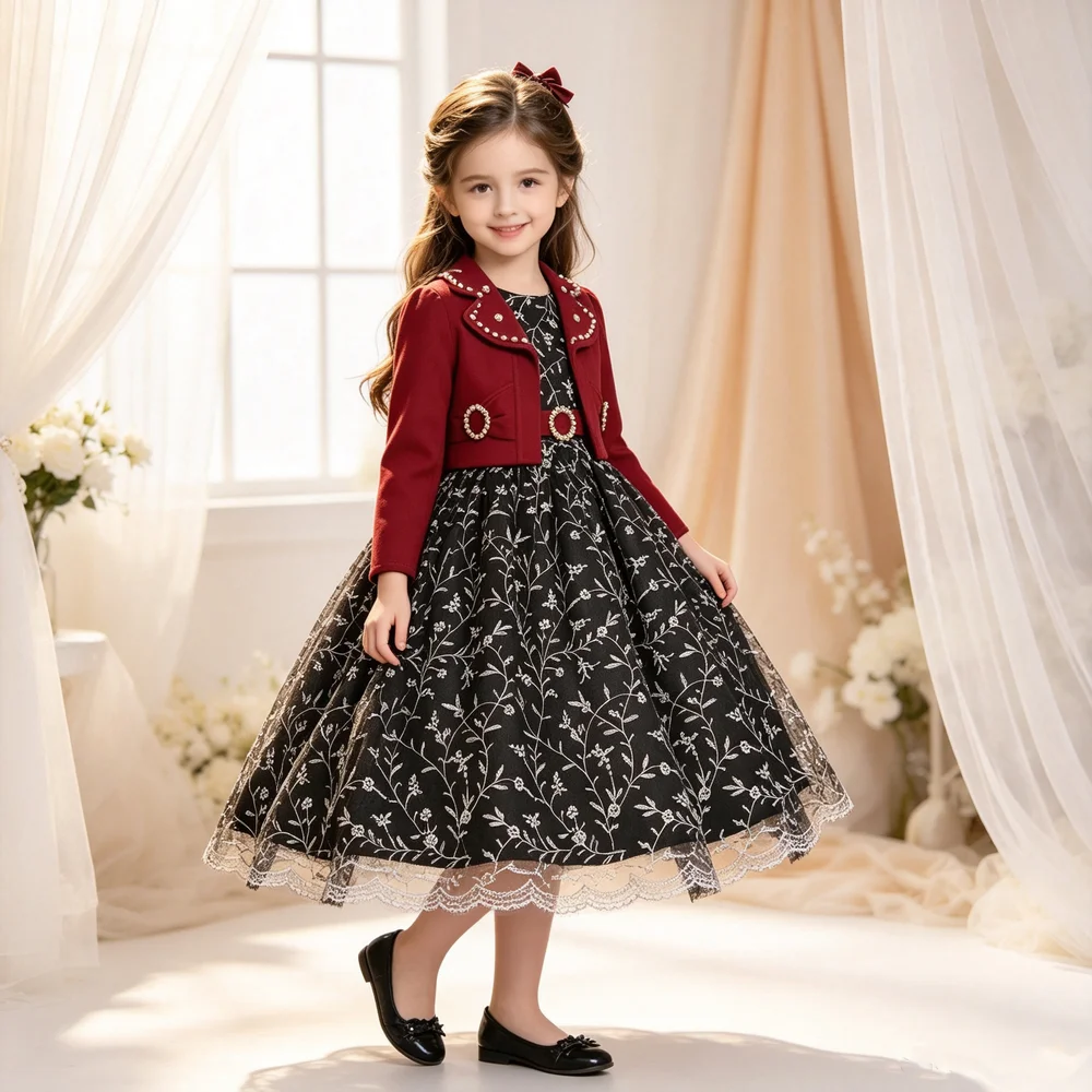 Princess Dress Set for Girls Little Girl's Birthday Party Dance Performance Puffy Skirt Baby Tank Dress