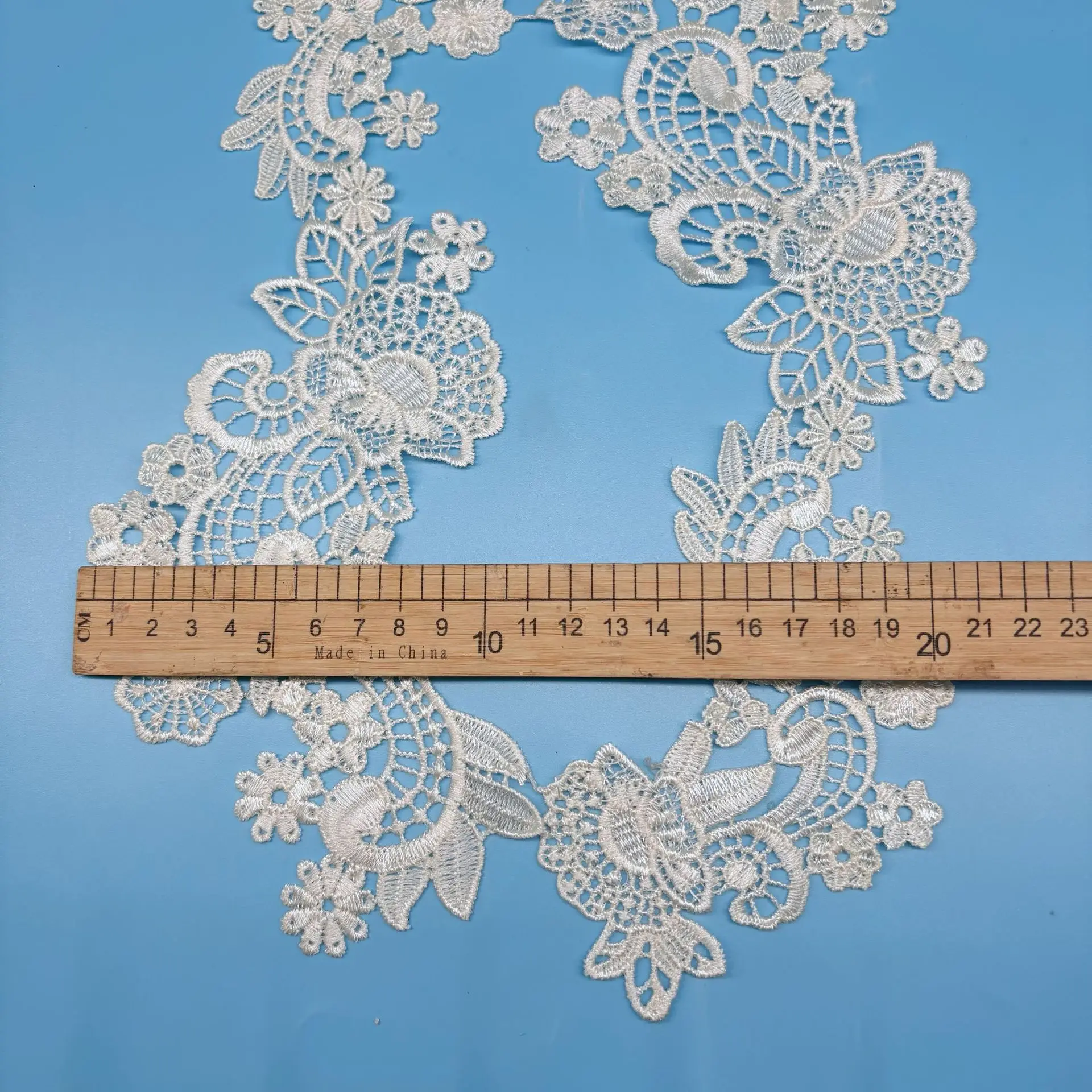 5 Pairs Ivory Water soluble lace embroidery flower patches hollow fabric patches flower DIY clothing accessories