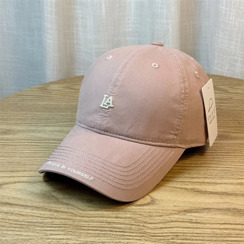 Korean Style Simple Letter Embroidered Baseball Cap Street Casual Curved Brim Hat All-Match Breathable Visor Cap for Men Women