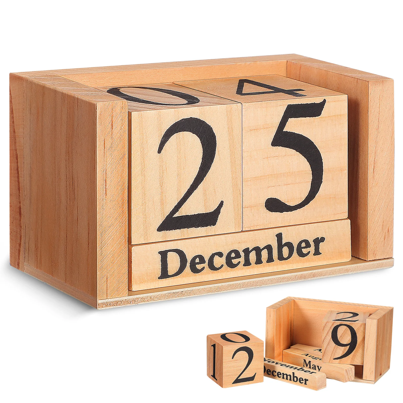 

Wooden Calendar Blocks European Style Perpetual Elegant Design Office Desk Decor Household Tabletop Wooden Calendar Blocks